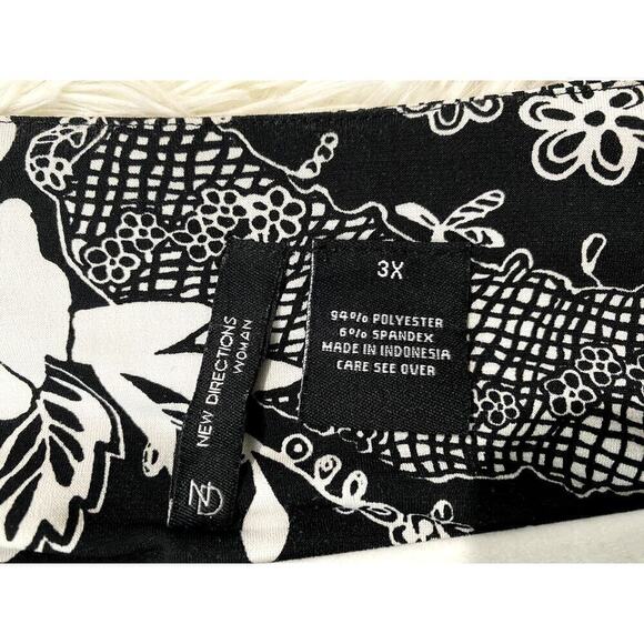 New Directions Woman Black/White Floral Print Maxi Dress - Size 3X - Picture 5 of 5